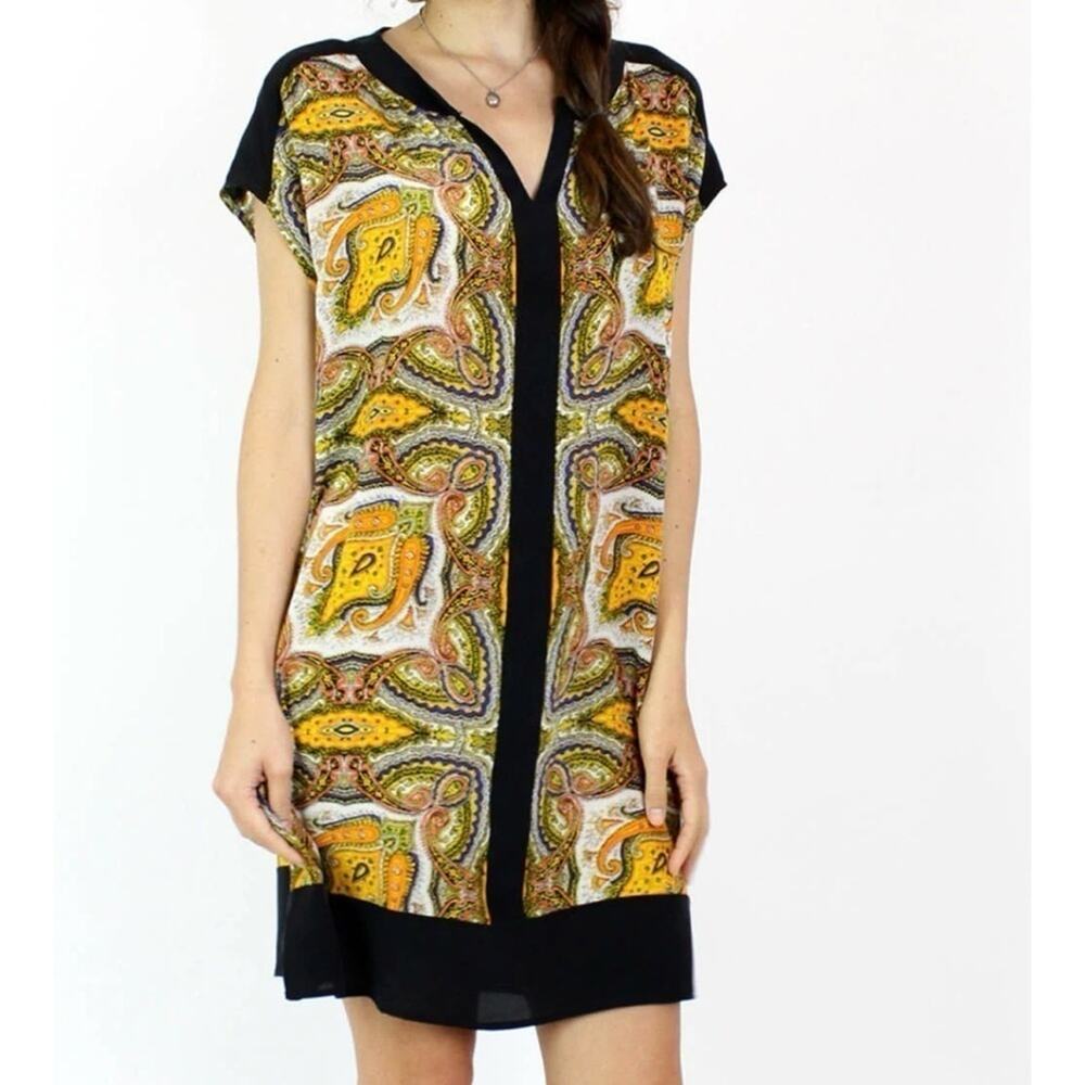 Madewell Broadway & Broome, White Lotus 100% Silk Paisley Shift Dress, Size XS